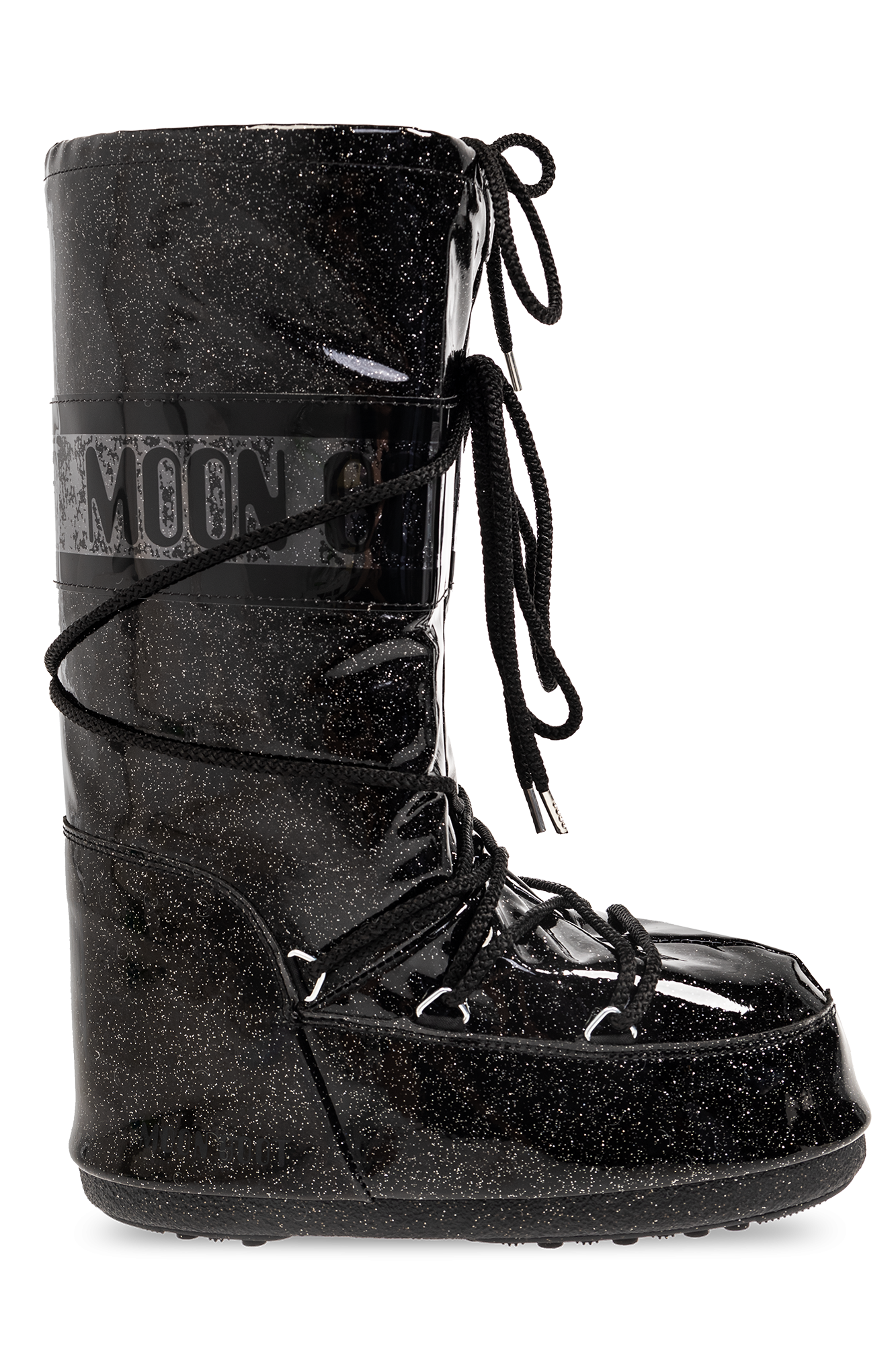 Black glitter moon boots best sale